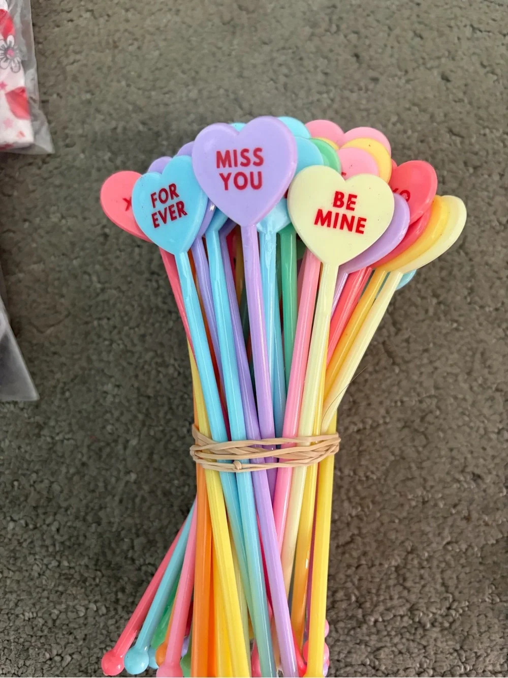Valentine's Day Party Favor Pack - Pink Heart Picks & Straws